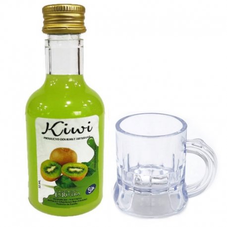 Mini bouteille Invités kiwi avec Chupito