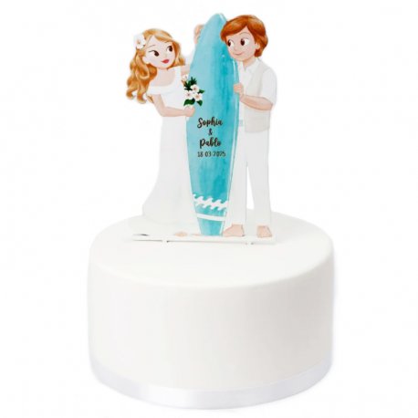 Topper<strong> Cake </strong>Mariage Surf