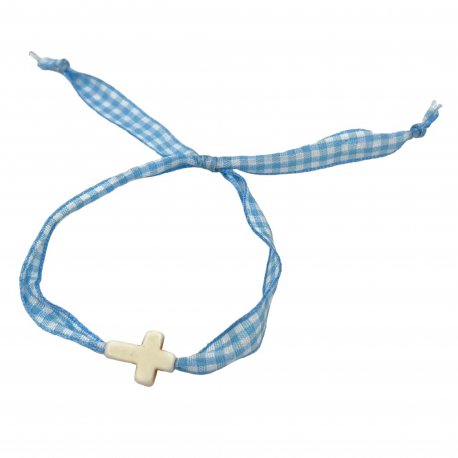 Bracelets Communion Tissu Bleu